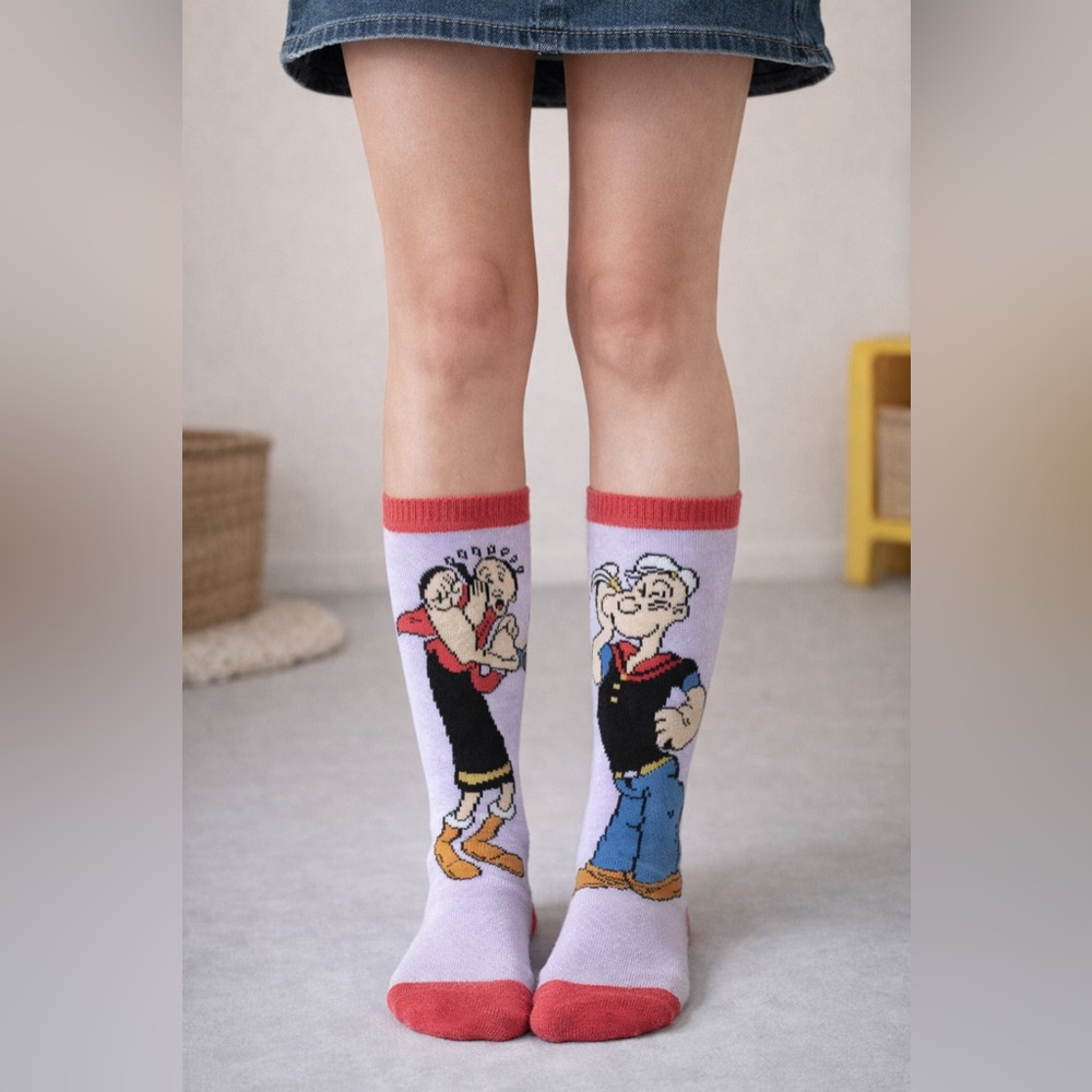 Popeye  Character Socks with‎ Red Trim